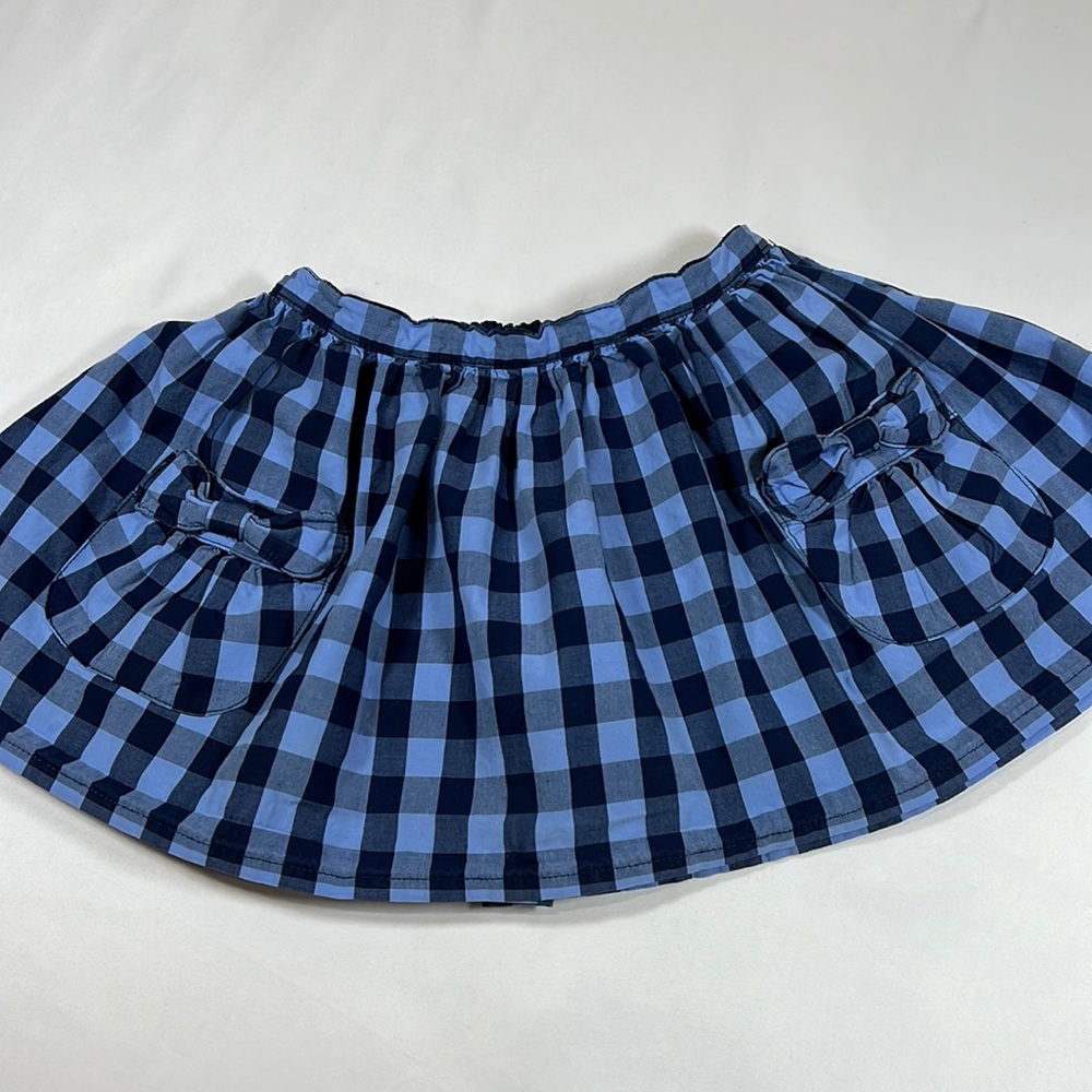 Lands End Girls Light Blue/Navy Checkered Skort Size 4